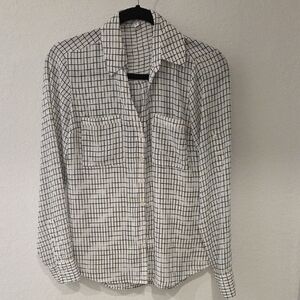 Express Black and White Grid Pattern Shirt